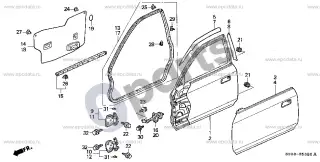 Honda Prelude (1997–2001) Durų plokštės – schema