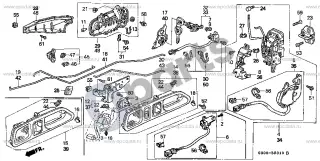 Honda Prelude (1997–2001) Durų spynos – schema