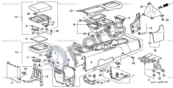 Honda Prelude konsolė – schema