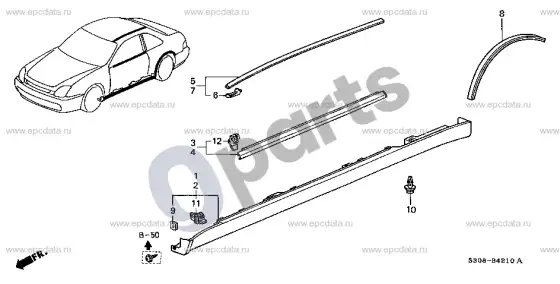 Honda Prelude moldingas/apsauga – schema