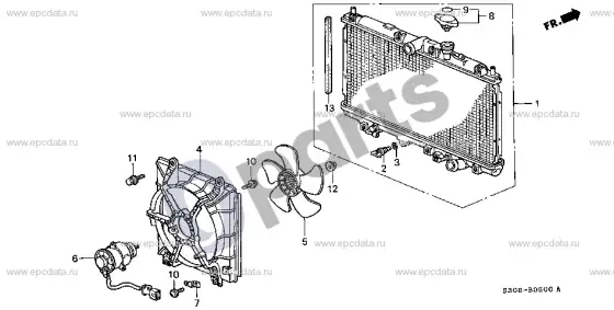 Honda Prelude radiatorius – schema
