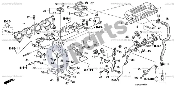 Honda S2000 įsiurbimo kolektorius – schema