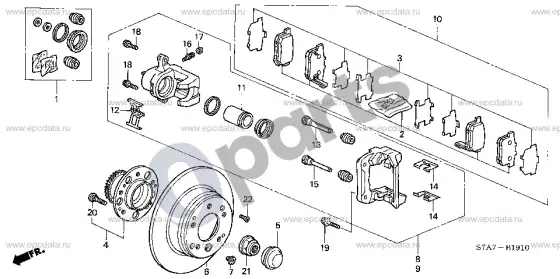 Honda Stream galinis stabdys – schema