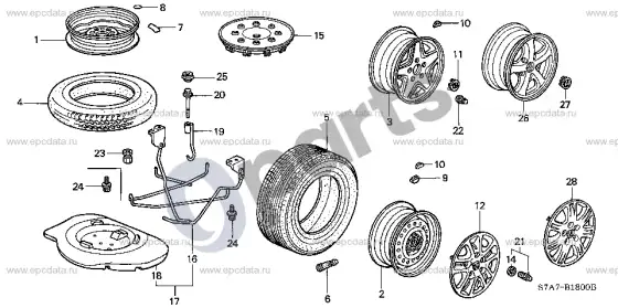 Honda Stream padangos/ratlankio diskas – schema
