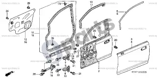 Honda Stream Priekinių durų skydas – schema