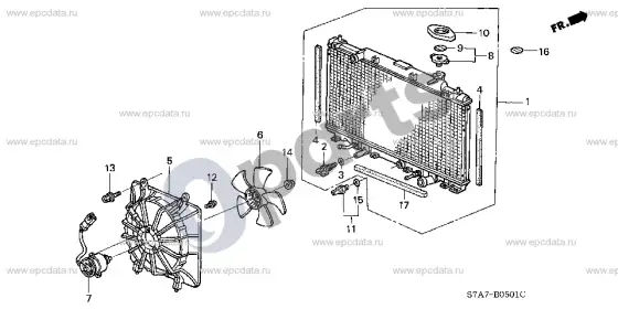 Honda Stream radiatorius – schema