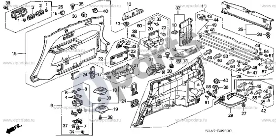 Honda Stream šoninis apmušalas – schema