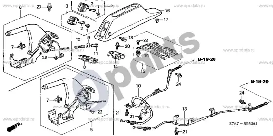 Honda Stream stovėjimo stabdys – schema