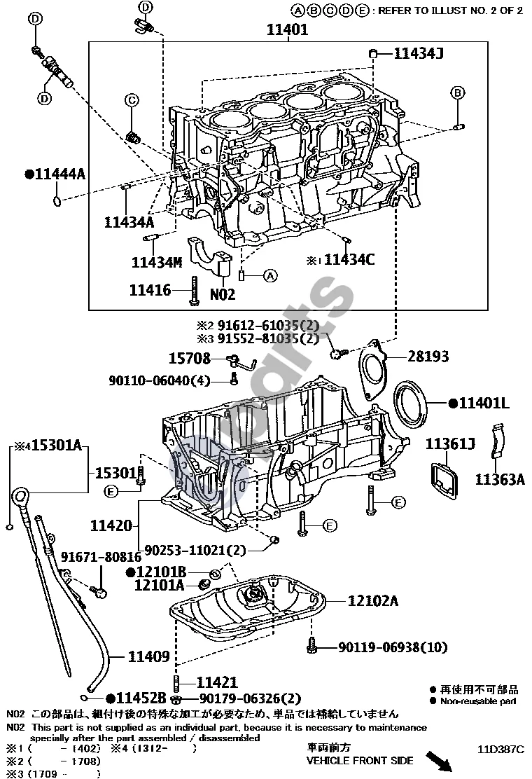Lexus CT 200H Cilindrų blokas schema – pozicija 15708: Alyvos purkštuko mazgas Nr. 1