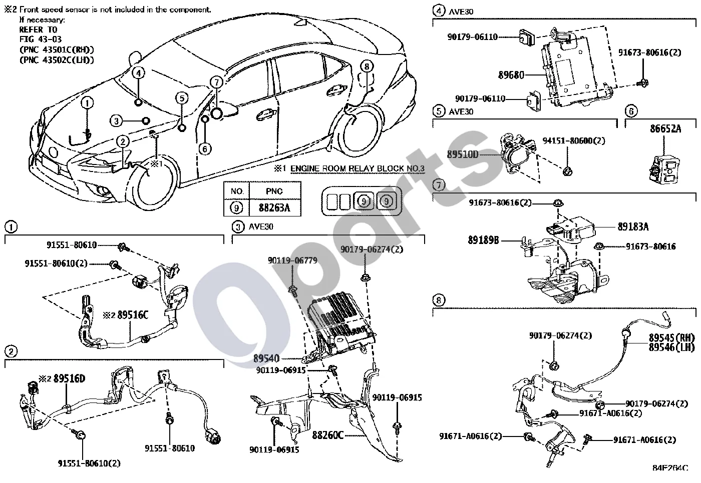 Lexus IS 220D-250-350 (2006–2013) ABS ir VSC schema – pozicija 88263A: Slydimo kontrolės relė (AVE30 04.2013 - 08.2015)