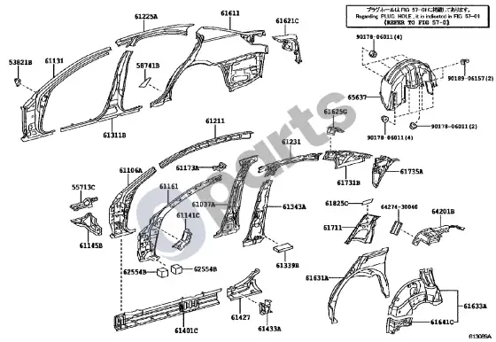 Lexus IS-F lonžeronas – schema