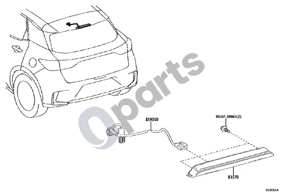 Lexus LBX centrinis stabdymo žibintas – schema