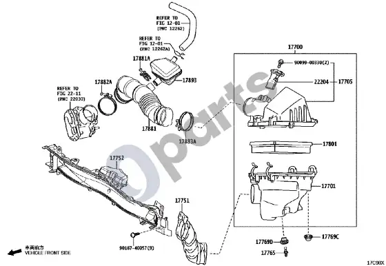 Lexus LBX oro filtras – schema