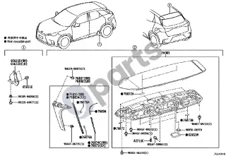 Lexus LBX (2024–) Sparno apsauga ir spoileris – schema