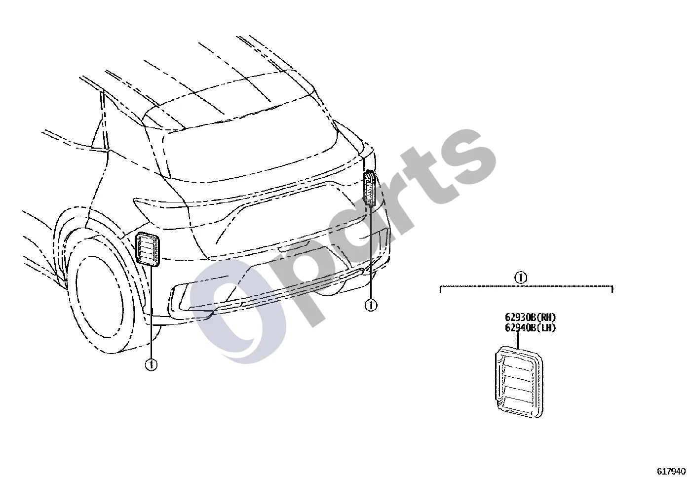 Lexus LBX (2024–) Stogo šoninis ventiliatorius schema – pozicija 62930B: Šoninio langelio vėdinimo kanalas, dešinysis