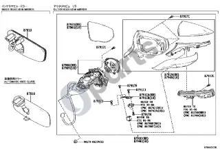 Lexus LBX (2024–) Veidrodis – schema