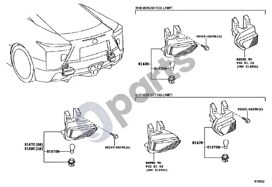 Lexus LFA atbulinės eigos žibintas – schema