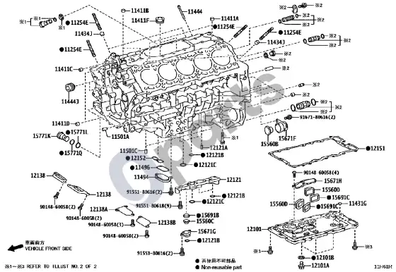 Lexus LFA cilindrų blokas – schema