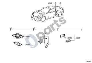 Lexus LFA (2011–2013) Salono šviestuvas – schema