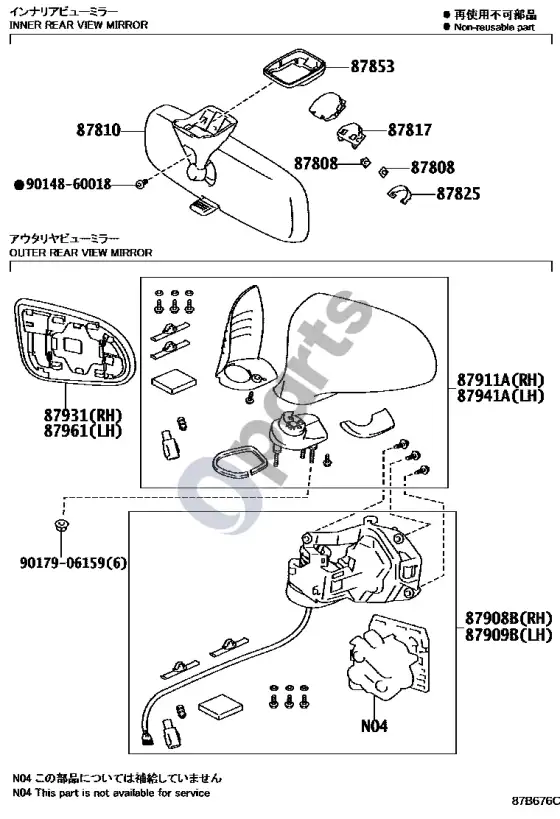Lexus LFA veidrodis – schema
