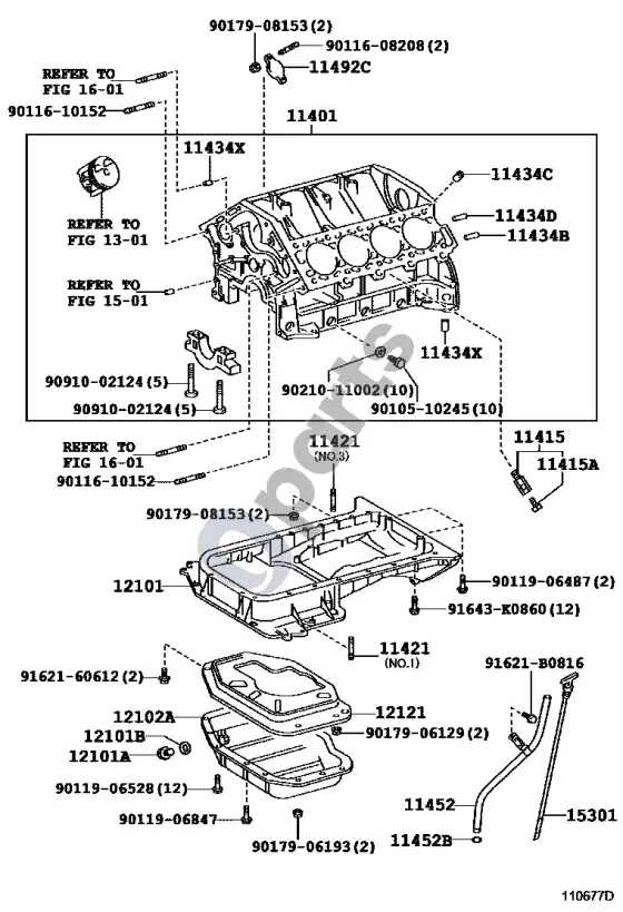 Lexus LS 400 cilindrų blokas – schema