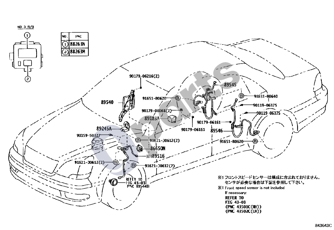 Lexus LS 430 ABS ir VSC schema – pozicija 89183A: Jutiklis, posūkio kampinio greičio