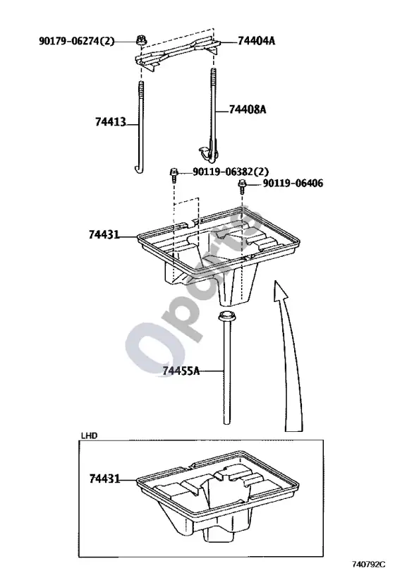 Lexus LS 430 akumuliatoriaus lizdas – schema