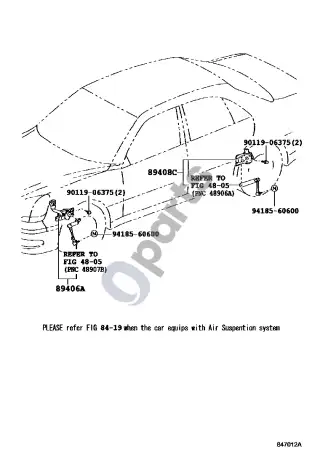 Lexus LS 430 Elektroninis aukščio reguliavimas – schema