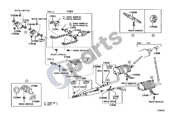 Lexus LS 430 išmetimo vamzdis – schema