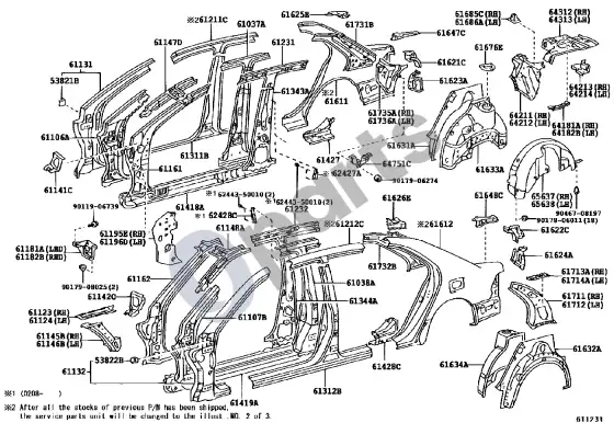 Lexus LS 430 lonžeronas – schema