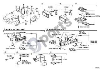 Lexus LS 430 Salono šviestuvas – schema
