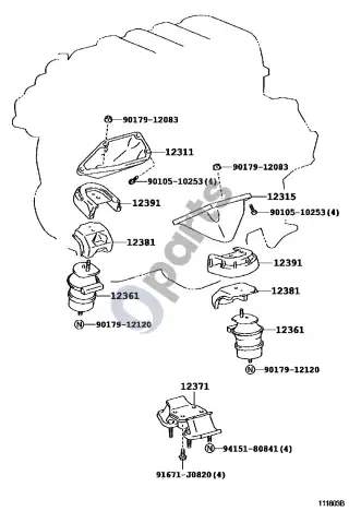 Lexus LS 430 Tvirtinimas – schema