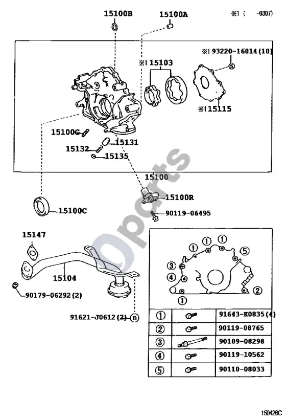 Lexus LS 430 variklio alyvos siurblys – schema