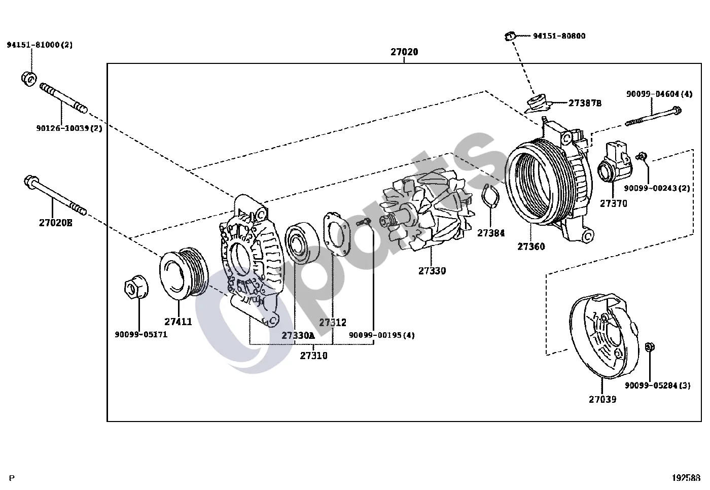 Lexus LS 460 - 600H Generatorius schema – pozicija 27020: Generatorius