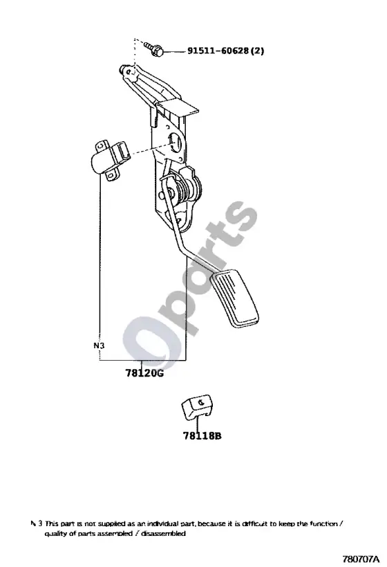 Lexus LX 470 akceleratoriaus trauklė – schema