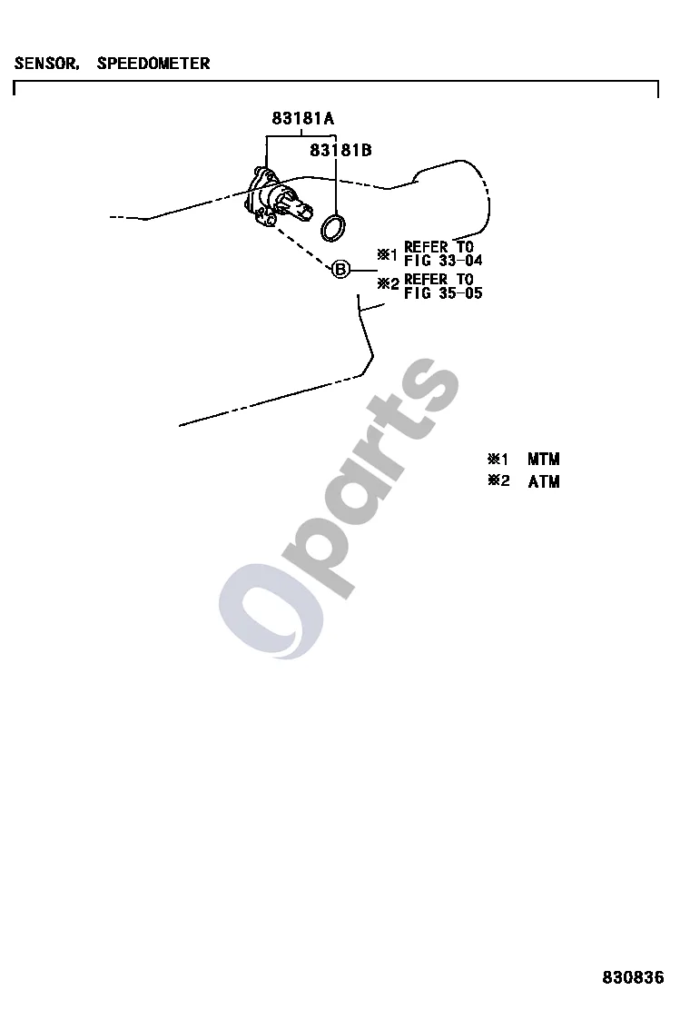 Lexus LX 470 (1998–2007) Prietaisas schema – pozicija 83181A: Spidometro jutiklis
