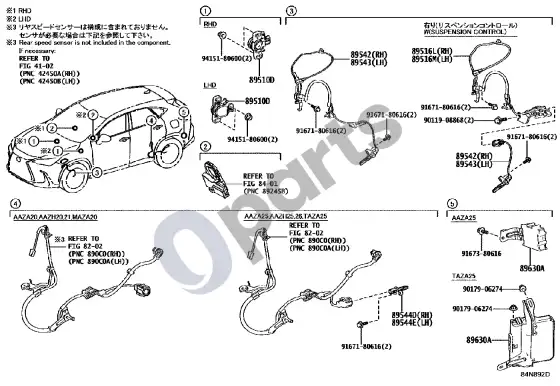 Lexus NX ABS ir VSC – schema