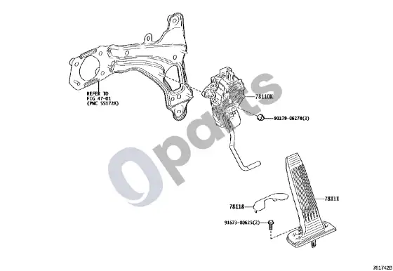 Lexus NX akceleratoriaus trauklė – schema