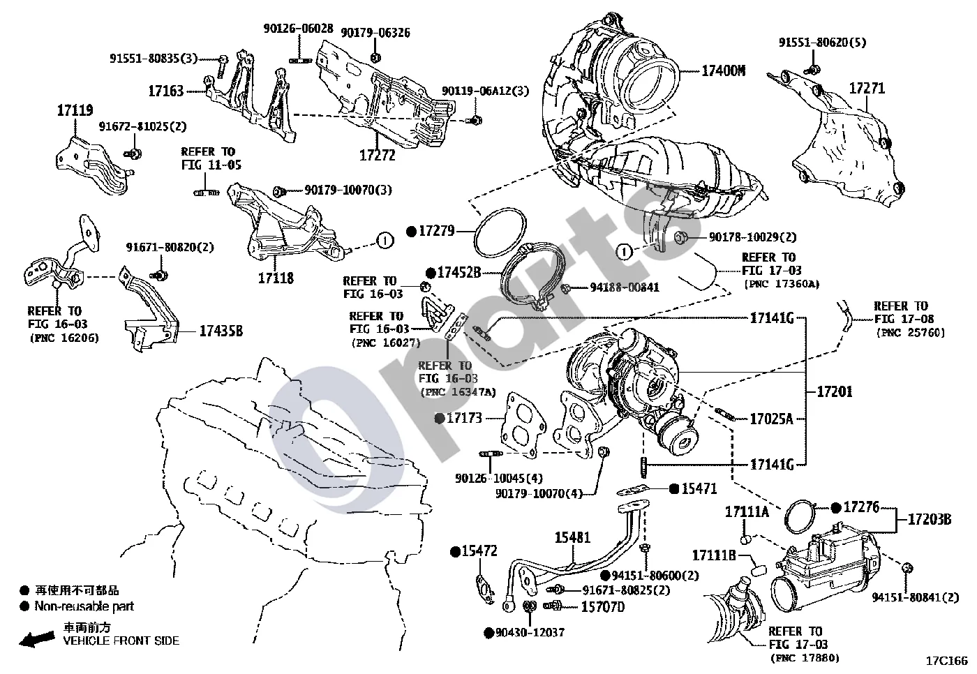 Lexus NX (2021–) Kolektorius (T24AFTS) schema – pozicija 15481: Vamzdis, turbokompresoriaus alyvos, Nr. 1