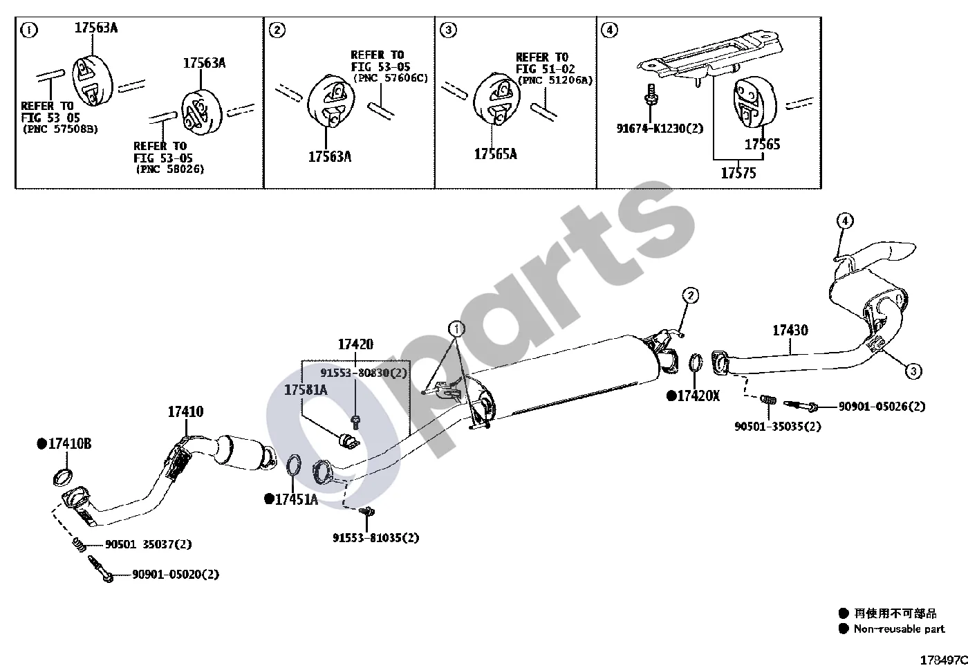 Lexus NX (2014–2021) Išmetimo vamzdis (2ARFXE) schema – pozicija 17420: Išmetimo vamzdis (komplektas), vidurinis