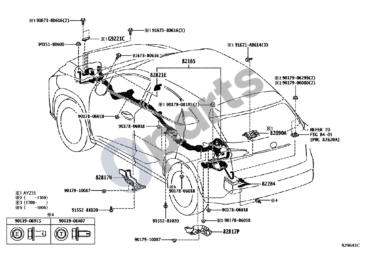 Lexus NX (2014–2021) Laidai ir spaustukas (2ARFXE) schema – pozicija 82284: Įžeminimo laidas