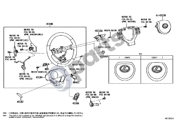 Lexus NX vairas – schema