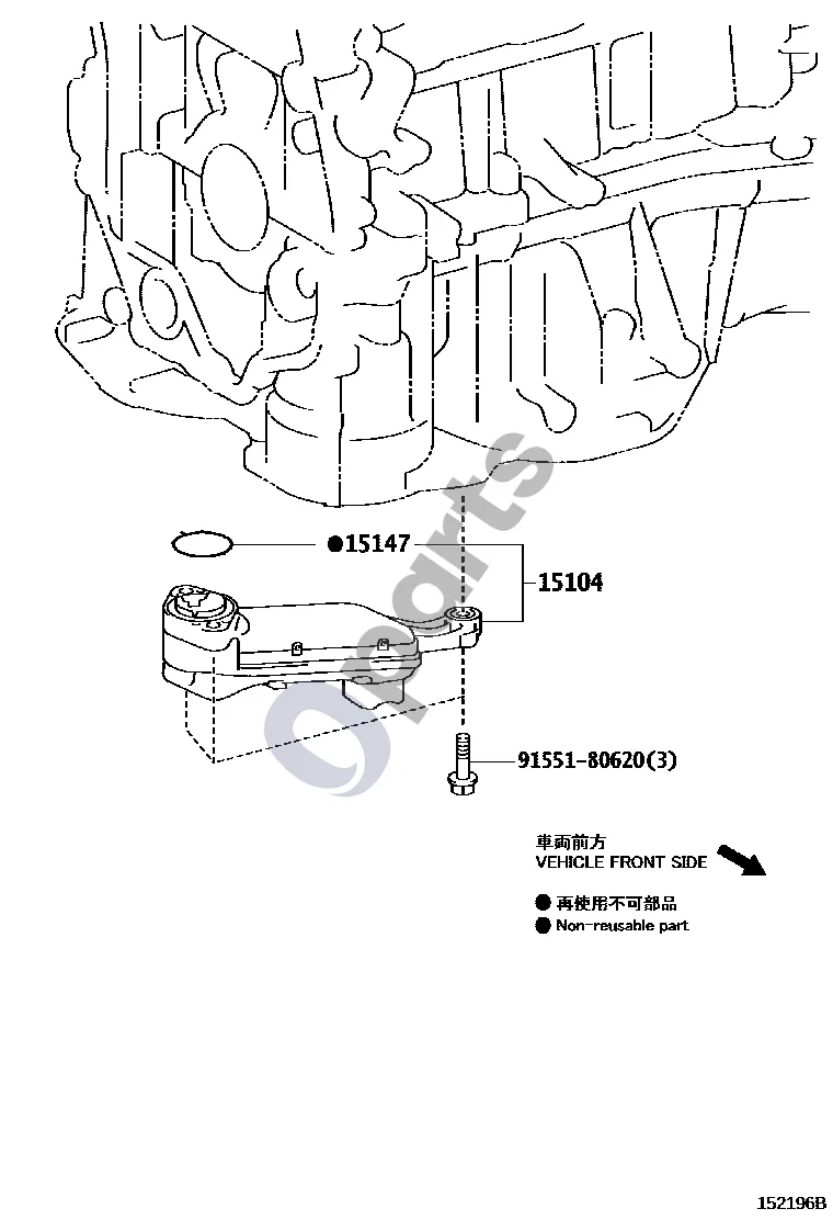 Lexus NX (2014–2021) Variklio alyvos siurblys (2ARFXE) schema – pozicija 15104: Alyvos filtro mazgas