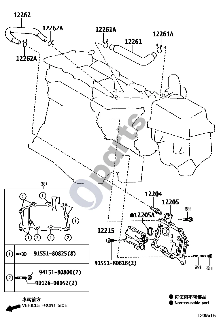 Lexus NX (2014–2021) Vėdinimo žarna (2ARFXE) schema – pozicija 12261: Ventiliacijos žarna
