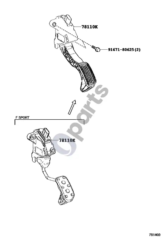 Lexus NX akceleratoriaus trauklė – schema