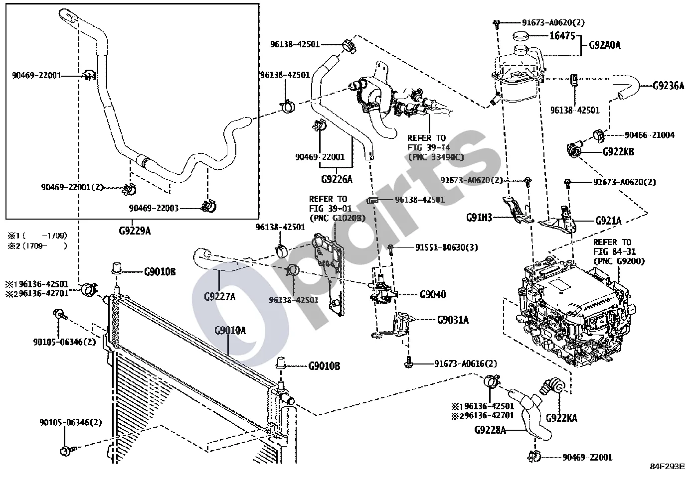 Lexus NX (2014–2021) Keitiklio aušinimas schema – Inverterio rezervinis bakelis, mazgas
