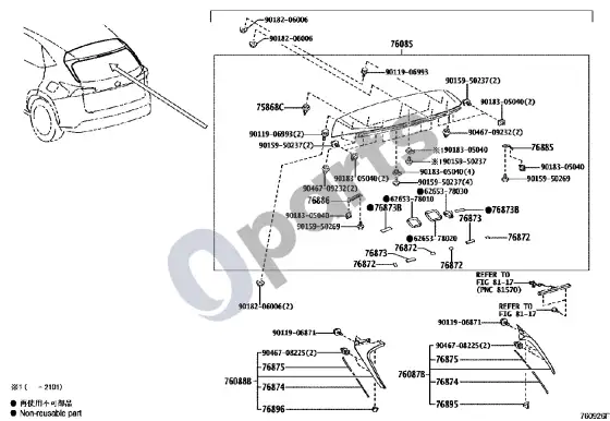 Lexus NX sparno apsauga ir spoileris – schema