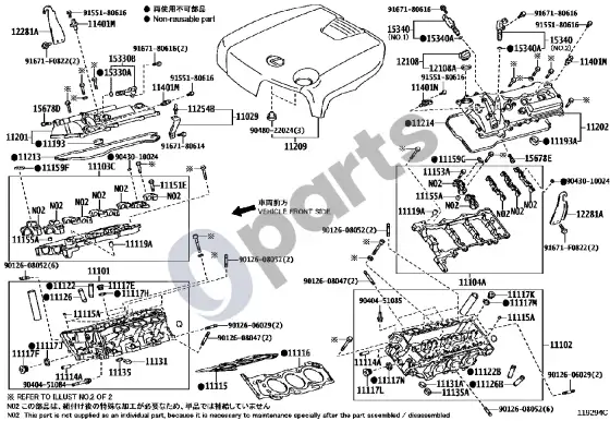 Lexus RC cilindrų galvutė – schema