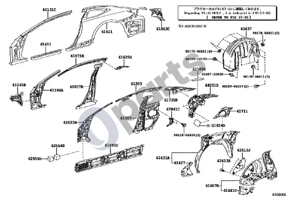 Lexus RC lonžeronas – schema