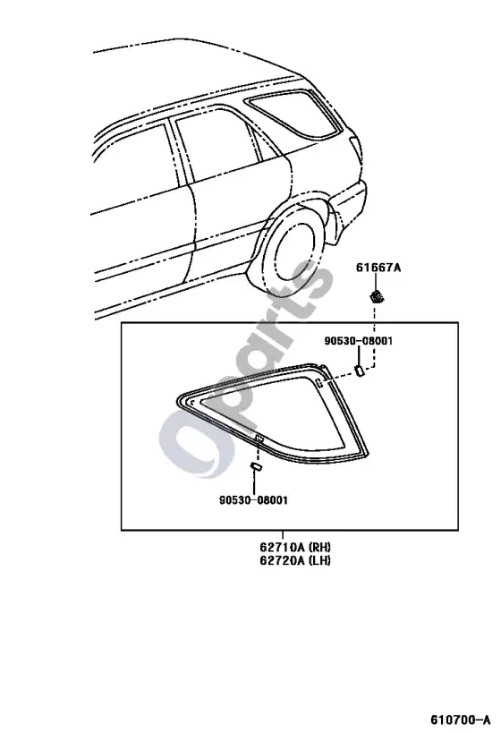 Lexus RX 300 šoninis langas – schema
